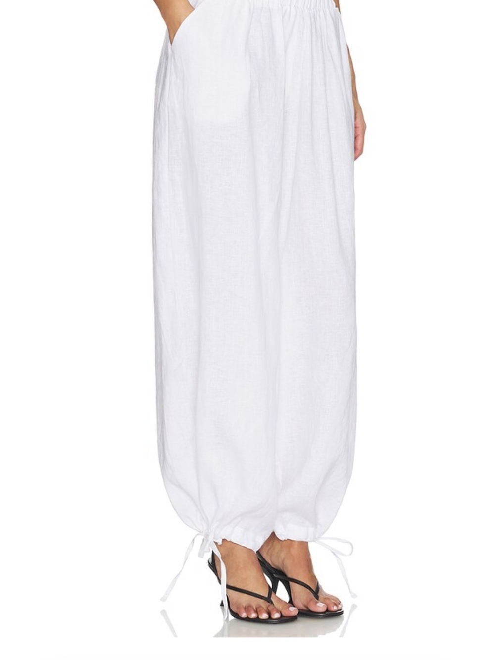 ZAPA PARIS White Linen Drawstring Balloon Pants Women’s Size 10 $400 Retail - Picture 2 of 11
